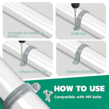 OURU 2.5 Inch PVC Pipe Straps, 2-Hole Plastic Conduit Clamp, 6PCS - size: 2.5"