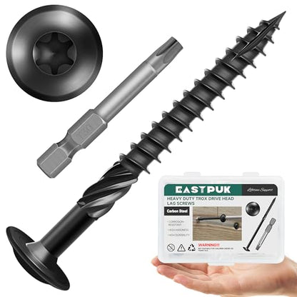 Lag Screws 3 Inch, #14 x 3 Wood Screws, 50-Pack Heavy Duty Self Drilling Structural Screw, Washer Head, Black Coated, T30 Star Drive (with Bit), for Exterior Wood and Timber Fastening - size: #14 x 3"