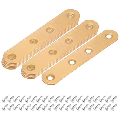 M METERXITY 10-Pack Flat Straight Brackets 3.74x0.71in, Gold - color: Gold, size: 95mm