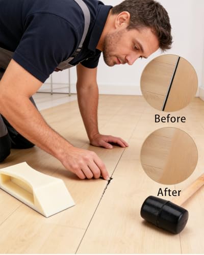 Floor Gap Fixer Tool Kit with Rubber Mallet & Nylon Tapping Block, Flooring Installation and Repair Tools for LVP, Vinyl, Laminate, Wood and Hardwood Plank Floors