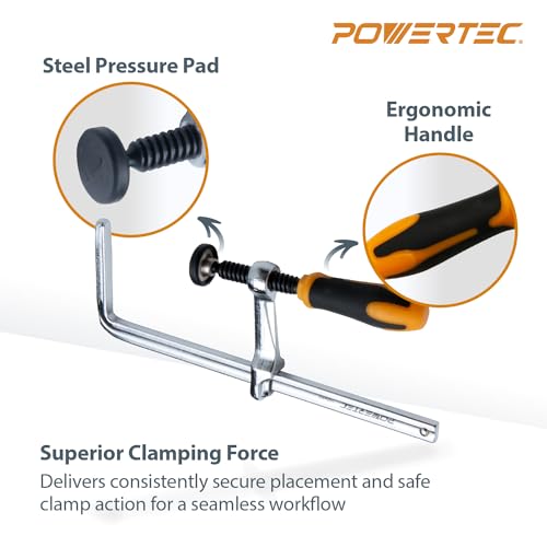 POWERTEC Quick Screw Guide Rail Clamps for BOW XTENDER Fences, MFT Table, Track Saw Guide Rail System, 7” Capacity x 2-3/8” Throat Depth, 400lbs Clamping Force (71409) (Pack of 20) - size: 7" Guide Rail Clamp, Pack of 20