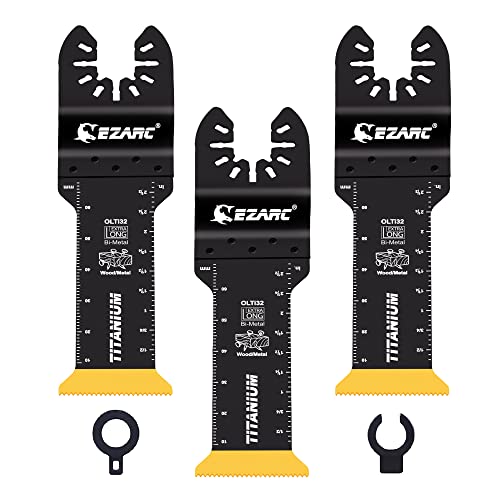 EZARC Titanium Oscillating Saw Blades, Extra-Long Oscillating Multitool Blades for Metal, Wood Nails, Screws Cutting, Plastic, 3 Pack - size: 3 Pcs Titanium