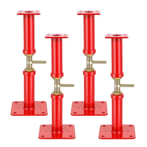 Adjustable House Jack 4 Pack, 12–22 Inch Floor Support Posts, Screw Jack for Leveling Floors, Crawlspace, Deck & Beam Support, Heavy Duty Steel