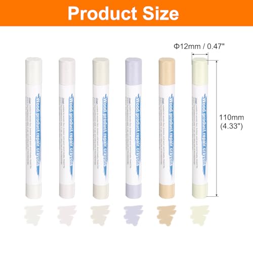 HARFINGTON Wood Filler Sticks 6 Colors Wooden Wax Touch Up Furniture Repair Crayons for Times Fabric, Wood, Titanium White, Light Taupe, White, Milk White - color: Creamy White Series