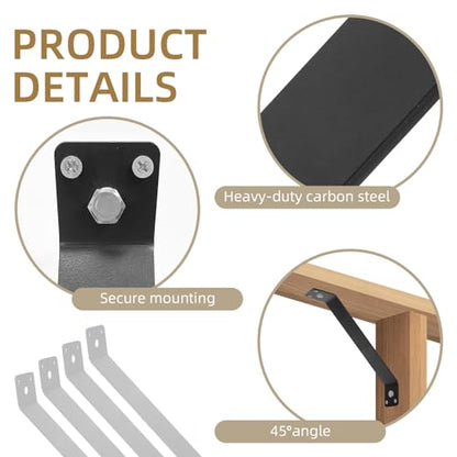 Inside Mount 45-Degree Angle Bracket, 8 Pcs 7-1/4'' x 1-1/2'' Heavy Duty Connector Corner Brace Inside Joint for Wood Post and Beam Desk Edge Box Pergola Gazebo DIY Kit - size: 7-1/4'' x 1-1/2''
