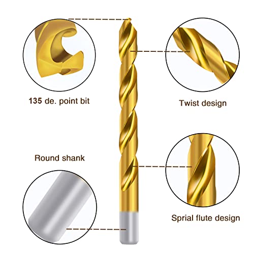 ENERTWIST 230 PCS Titanium Drill Bit Kit Set, Conventional 135° Tip - style: 230PCS(135°)