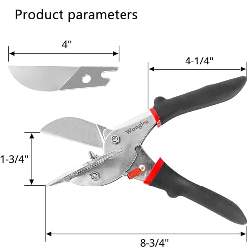 Trim Miter Shears – 45°-135° Adjustable Cutter for Wood Molding, Quarter Round, Shoe Trim, PVC, Rubber, Craft Sticks, Decorative Edges