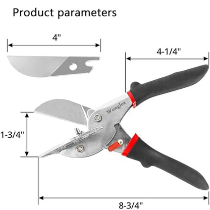 Trim Miter Shears – 45°-135° Adjustable Cutter for Wood Molding, Quarter Round, Shoe Trim, PVC, Rubber, Craft Sticks, Decorative Edges