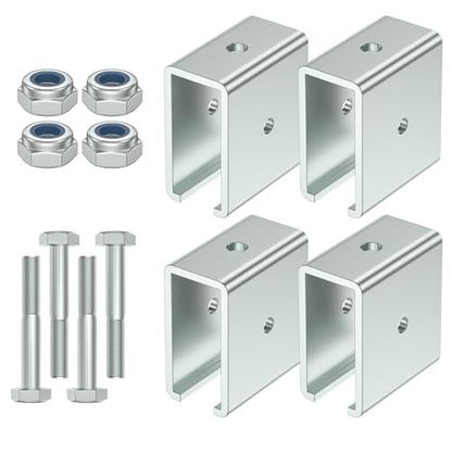 SKTREX Strut Channel Connector Extend Bracket Connection for 1-5/8" Wide and 1-5/8" Height Strut Channel (4 Count, Steel, Silver, Wall Mount) - style: 4 Sets Connector Extend Bracket