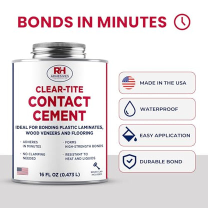 Clear-Tite Contact Cement 16 oz - Adhesive Glue for Laminate & Wood - size: 16 oz