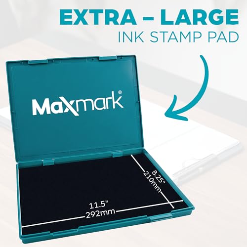 MaxMark Extra Large Black Ink Stamp Pad - 8.25" x 11.5" - Industrial Felt Pad - Black Color - color: Black, size: 8.25" x 11.5"