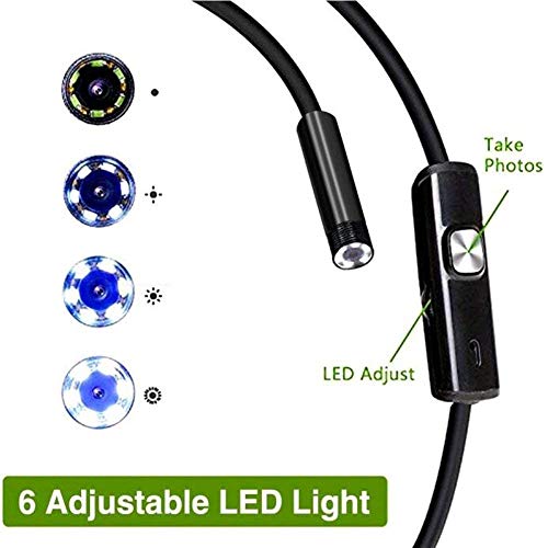 3 in 1 Endoscope Inspection Camera Borescope HD Camera Waterproof Snake Pipe Drain with 6 Adjustable Led Light Snake Cable USB Adapter for Android Phone Tablet Device(Size:2 M)
