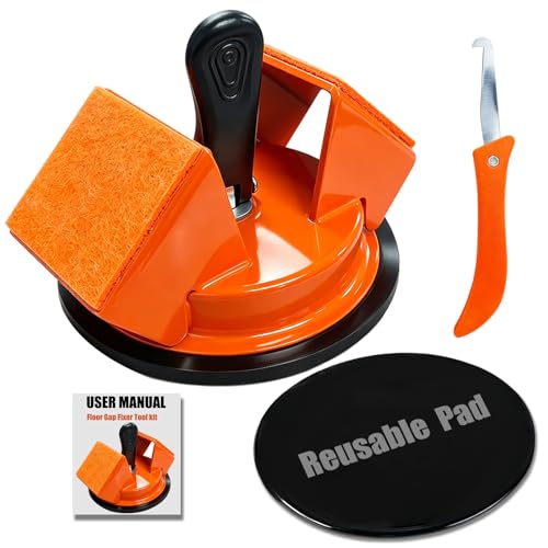 Heavy Duty Upgraded Floor Gap Fixer Tool with Reusable Nano-Adhesive Pad - color: Orange