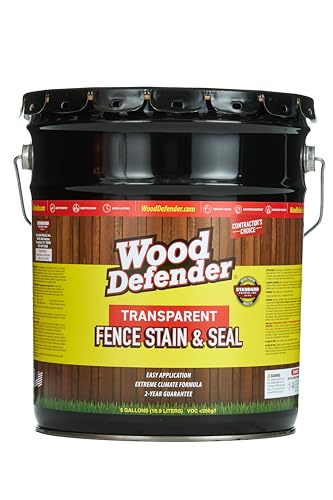 Wood Defender Transparent Fence Stain and Seal, Oxford Brown, 5-Gallon - color: Oxford Brown, size: 5 Gallon