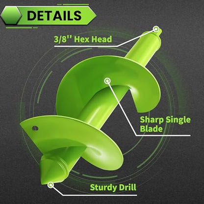 Auger Drill Bit for Planting - 4"X12" Heavy-Duty Garden Auger Spiral Drill Bit - Bulb Planter Tool & Auger Post Hole Digger - 3/8" Hex Drive Drill - size: 4"x12"(Green)