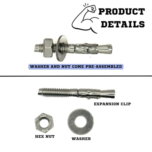 Mighty Fasteners 304 Stainless Steel Wedge Anchors 1/4" X 1-3/4" - 25 Pack - size: 1/4" X 1-3/4"