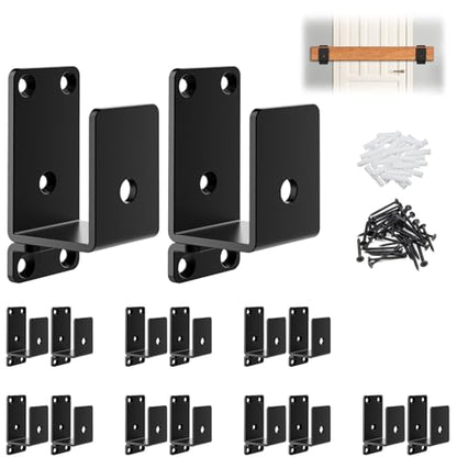 16Pack Black Heavy Duty 2x4 Steel U Door Barricade Bracket for Security Use - size: 16 Pack