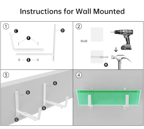 Y&M 2 Pack Window Box Brackets, Adjustable Railing Planter Box Brackets - size: 2p White