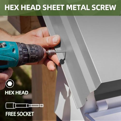 #10 x 3 (50 PCS) Sheet Metal Screws, Hex Washer Head Self Drilling Screw, 410 Stainless Steel Flanged Fast Self Tapping Screws - size: #10 x 3"