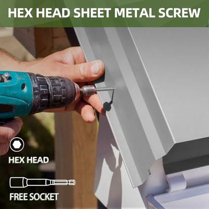 #10 x 3 (50 PCS) Sheet Metal Screws, Hex Washer Head Self Drilling Screw, 410 Stainless Steel Flanged Fast Self Tapping Screws - size: #10 x 3"