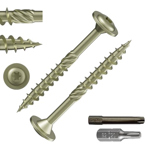 Wensilon #8 x 2 Yellow Lag Screws, Structural Wood Screw,91PCS 1lbs 4.2x50mm - color: Yellow, size: #8 x 2"