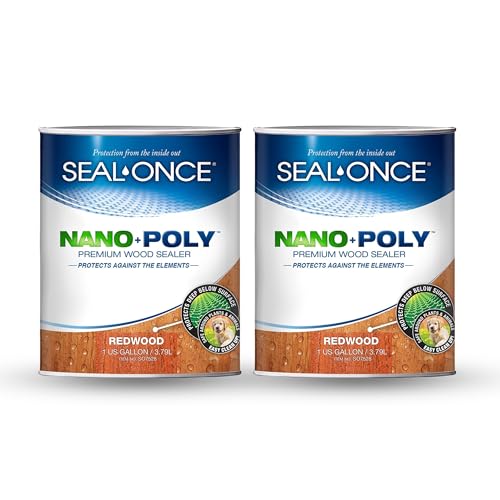 SEAL-ONCE Nano+Poly Wood Sealer and Waterproofer, Redwood, 2 Gallon - color: Redwood, size: 2 Gallon