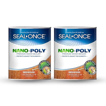 SEAL-ONCE Nano+Poly Wood Sealer and Waterproofer, Redwood, 2 Gallon - color: Redwood, size: 2 Gallon