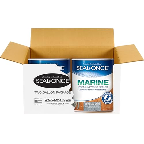 SEAL-ONCE Marine Ready Mix Wood Sealer and Stain, Coastal Gray, 2 Gallon - color: Coastal Gray, size: 2 Gallon