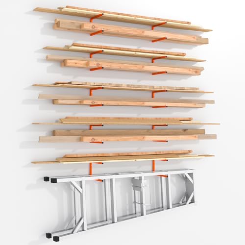 10-Pack Lumber Storage Rack, Wall Mount Wood Rack (10 Level) - size: 10 Pack-10 Level