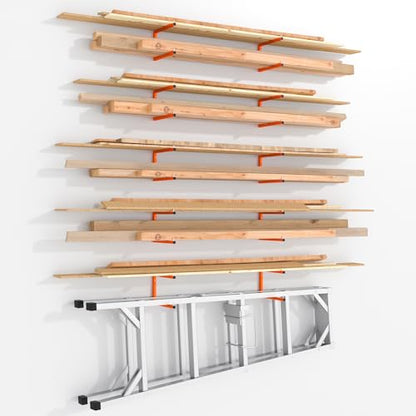 10-Pack Lumber Storage Rack, Wall Mount Wood Rack (10 Level) - size: 10 Pack-10 Level