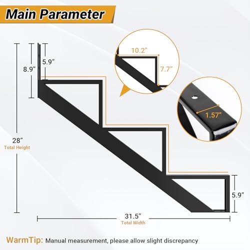 Steel Stair Riser-2 Pack, 3 Step Stringers for Deck, Sturdy Steel Stringer for Outdoor Steps - size: 3 Step