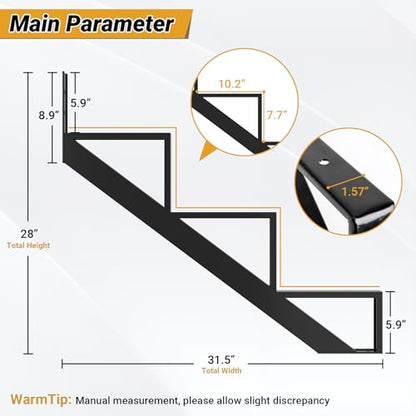 Steel Stair Riser-2 Pack, 3 Step Stringers for Deck, Sturdy Steel Stringer for Outdoor Steps - size: 3 Step