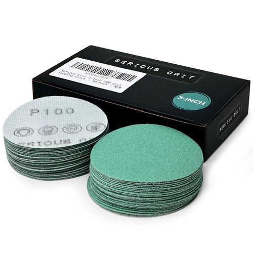 Serious Grit - 3-Inch P100 Grit Hook & Loop Sanding Discs - 50 Pack - style: 100 Grit