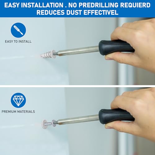 Self Drilling Drywall Anchors, 3 Size 114PCS Heavy Duty Dry Wall Anchors and Screws Kit for Hanging Sheetrock, 57 Self-Tapping Plastic Drywall Hangers and 57 Sheet Rock Screws-50/75/95 Lbs - size: 3size-57pcs