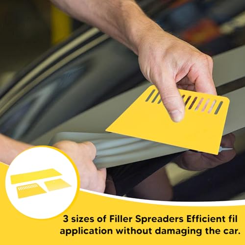 3 Pieces Auto Body Filler Spreaders Pp Putty Tool Flexible Edge Yellow for Car Foil Installation Tool Versatile
