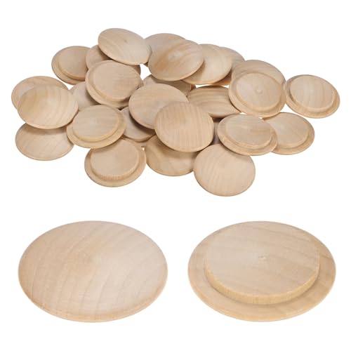 M METERXITY 25-Pack Wood Plugs for Screw Holes, 40 x 30mm Beech Button Wood Top Plugs for Furniture/Stair/Chair/Craft, Flat Head Decorative Wooden Cover - size: 40x30mm