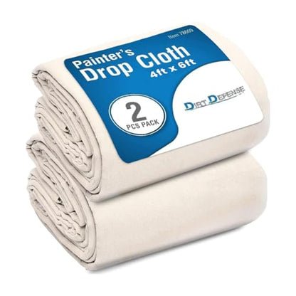 Pack of 2: All Purpose Drop Cloth Cotton Tarp 4x6 Large Canvas Tarp for Art Supplies, Drop Cloth for Painting Supplies/Paint Canvas Fabric or Couch Cover and Furniture Cover from Paint - size: 4ft x 6ft Pack of 2