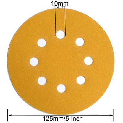5-Inch 8-Hole Hook and Loop Sanding Discs 400-Grit, 100-Pack