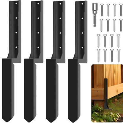 Garden Fence Post Repair Stakes,33.5inch Metal Sturdy Duty Anchor Ground Spike Post Stake for Bamboo Fence Repair Tilted/Broken Wood Fence Post (4 Pack)