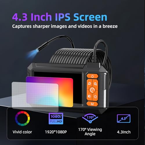 Daxiongmao Endoscope Camera with Light, 1080P HD Borescope - color: Orange