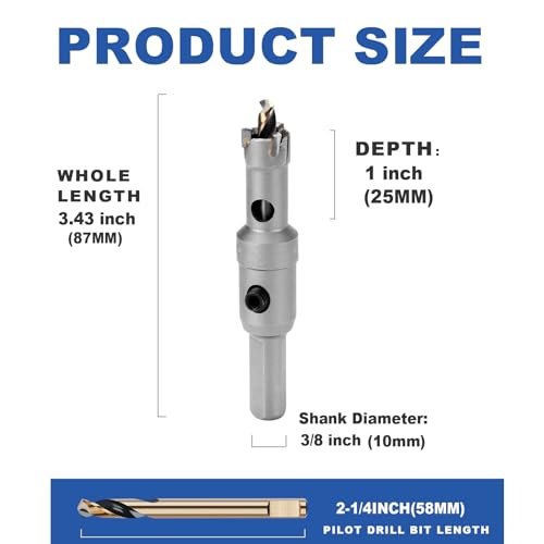 1/2" (13mm) Tungsten Carbide Tip Hole Saw,Hole Saw with M2 Pilot bits - size: 1/2" (13mm)