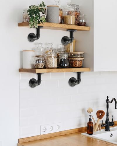 MUZIK 24Pc 4"×4" L Pipe Shelf Bracket, Heavy Duty Wall Mount, DIY Shelving - size: 4*4 Inch, style: 24 Pack