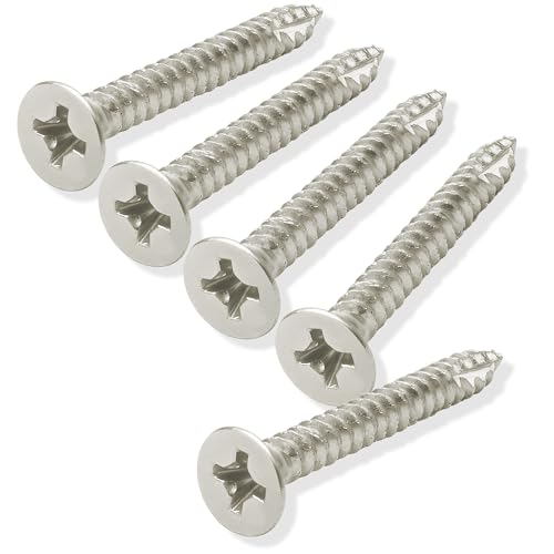 Cauldham Satin Nickel Wood Screws #9 x 1-1/2 Inch for Door Hinges - 25 Pack - color: Satin Nickel