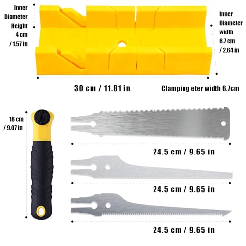 Miter Box And Saw Set, 4-Piece Japanese Hand Miter Saw,Miter Shears