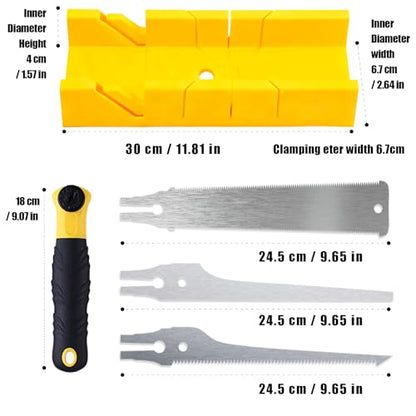 Miter Box And Saw Set, 4-Piece Japanese Hand Miter Saw,Miter Shears