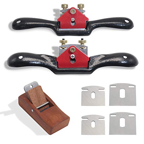 9"/10" Adjustable Flat Spokeshave Set with 6pcs Metal Blades & 1pc Plane