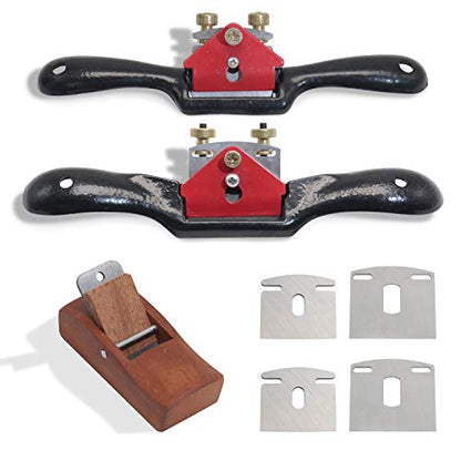 9"/10" Adjustable Flat Spokeshave Set with 6pcs Metal Blades & 1pc Plane