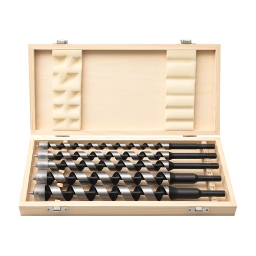 5-Piece Auger Drill Bit Set, 12-Inch, Hex Shank 3/8-Inch - size: 1/2", 5/8", 3/4", 7/8", 1" x 12"