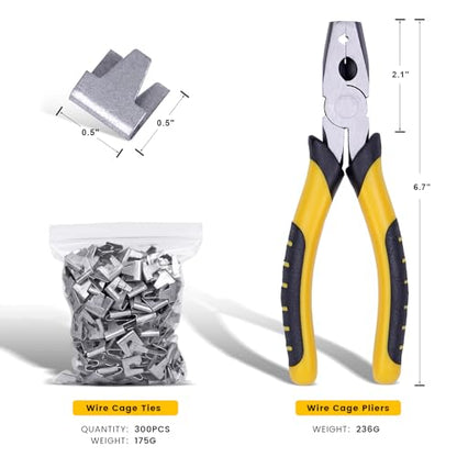 300Pcs Wire Cage Clips With Tool Hog Ring Plier for Animals Cage
