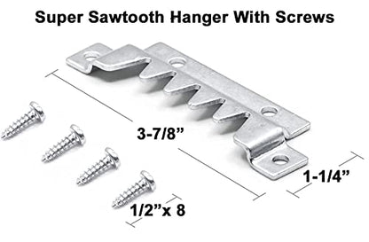 Large Premium Quality Professional Sawtooth Hanger with Screws (2 Pack)